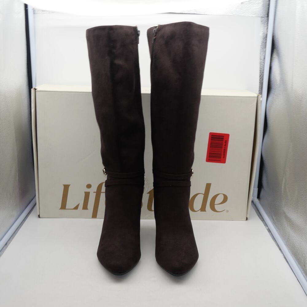 NEW LifeStride Women's 9.5 Guild Knee High WIDE CALF Heeled Boots  Brown - Picture 4 of 12